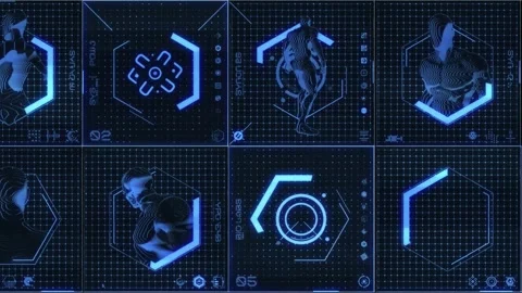 Tech HUD Loop Digital Blue 01 Stock-Footage 294044319