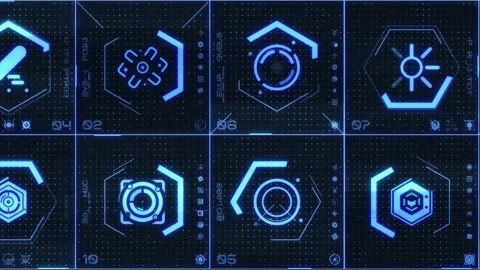 Tech HUD Loop Digital Blue 02 Stock Footage 294044320