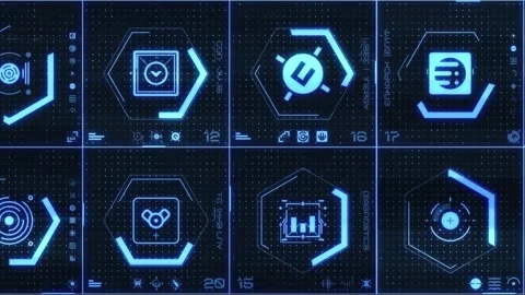 Tech HUD Loop Digital Blue 03 Video stock 294044329