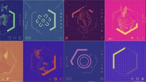 Tech HUD Loop Muli Colour 01 Stock-Footage 294044337