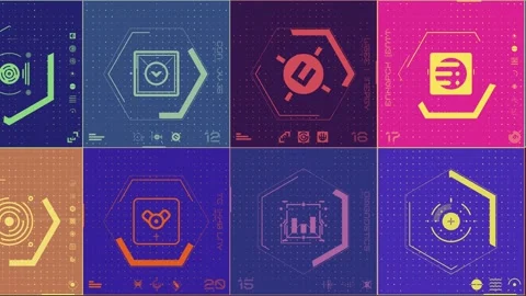 Tech HUD Loop Muli Colour 03 Video stock 294044384