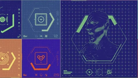 Tech HUD Loop Muli Colour 04 Stock Footage 294044386