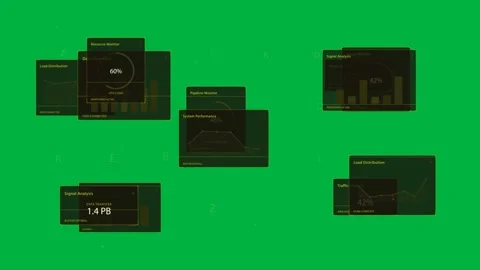 Tech HUD showing dotted diagonal, initiating panels sliding in for monitoring Stock Footage 334118885