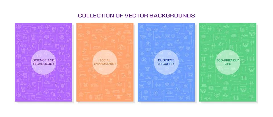 Tech icon patterns. Graphic modern corporate design. Abstract technology with Stock Illustration