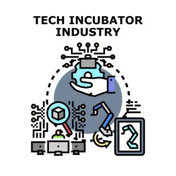 Tech incubator industry developing innovative startup solutions Stock Illustration