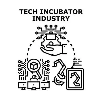 Tech incubator industry developing innovative startup solutions Stock Illustration
