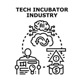 Tech incubator industry developing startup solutions Stock Illustration