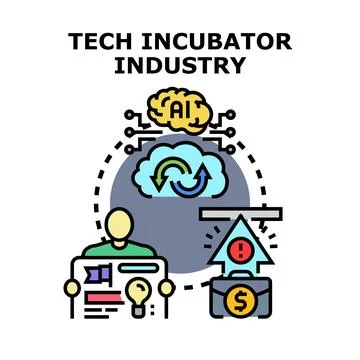 Tech incubator industry developing startup solutions Stock Illustration