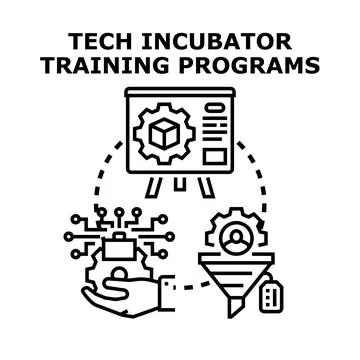 Tech incubator training programs concept Stock Illustration