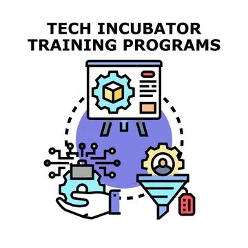 Tech incubator training programs concept 库存插图