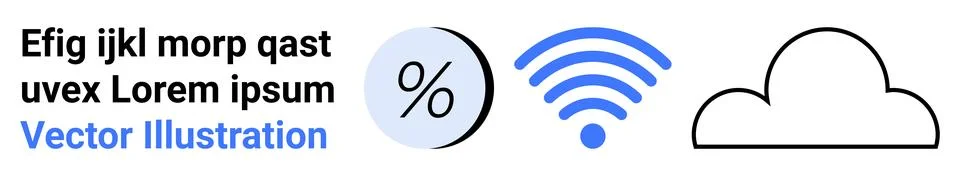 Tech Infographic Elements Percentage, wireless Signal, and Cloud Outline Stock Illustration