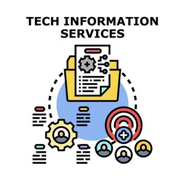 Tech information services vector concept illustration Stock Illustration