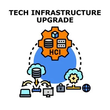 Tech infrastructure upgrade migrating data to new servers Stock Illustration