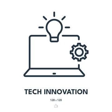 Tech Innovation Icon. Technology, Digital, Network. Editable Stroke. Simple.. Illustrazione stock
