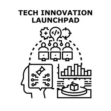Tech innovation launchpad developing startup solutions Stock Illustration