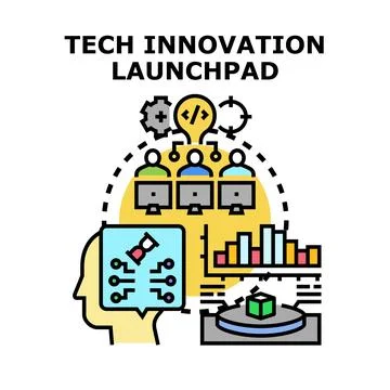 Tech innovation launchpad developing startup solutions Stock Illustration