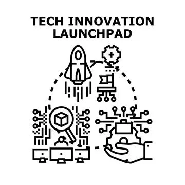 Tech innovation launchpad launching startup development process Ilustração Stock
