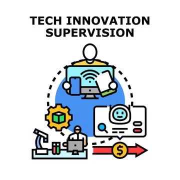 Tech innovation supervision process and research development イラスト素材