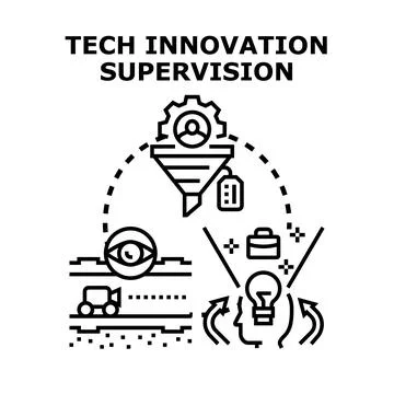 Tech innovation supervision process and business development Stock Illustration