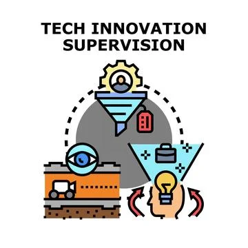 Tech innovation supervision process and business development Stock Illustration