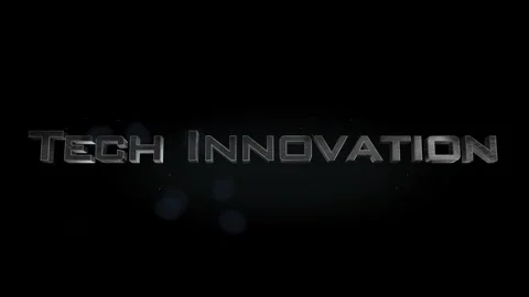 Tech Innovation title metal text on black alpha channel background Vídeos de archivo 295902269