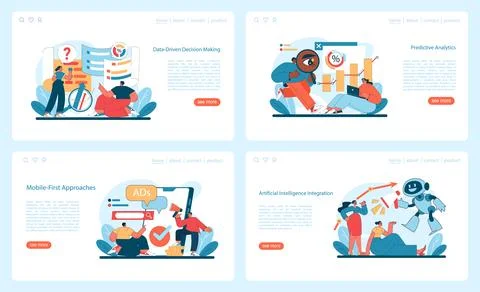 Tech Innovations set. Empowering data-driven decisions Illustrazione stock