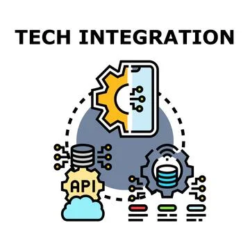 Tech integration concept with connected digital systems Stock Illustration