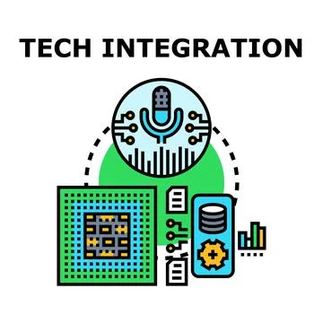 Tech integration connecting devices and data for future solutions Illustrazione stock