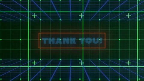 Tech interface displaying futuristic grid environment with red frame pixel text Stock Footage 307437129