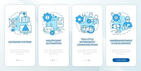 Tech issues in public health system blue onboarding mobile app screen Stock Illustration