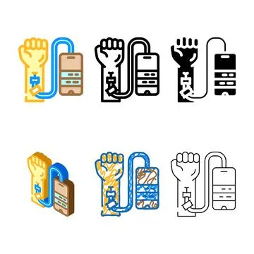 Tech junkie tech enthusiast color icon stylized vector Stock Illustration