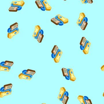 Tech junkie tech enthusiast isometric icon seamless pattern 스톡 일러스트