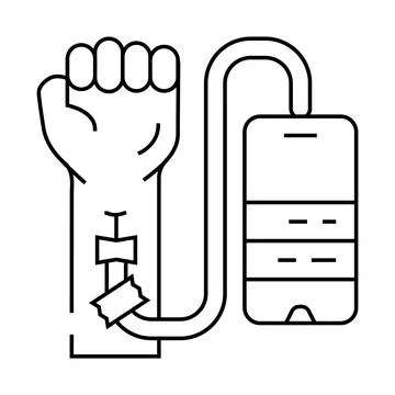 Tech junkie tech enthusiast line icon vector illustration Stock Illustration