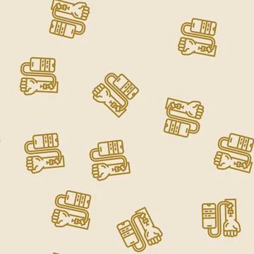 Tech junkie tech enthusiast line vector seamless pattern Illustrazione stock