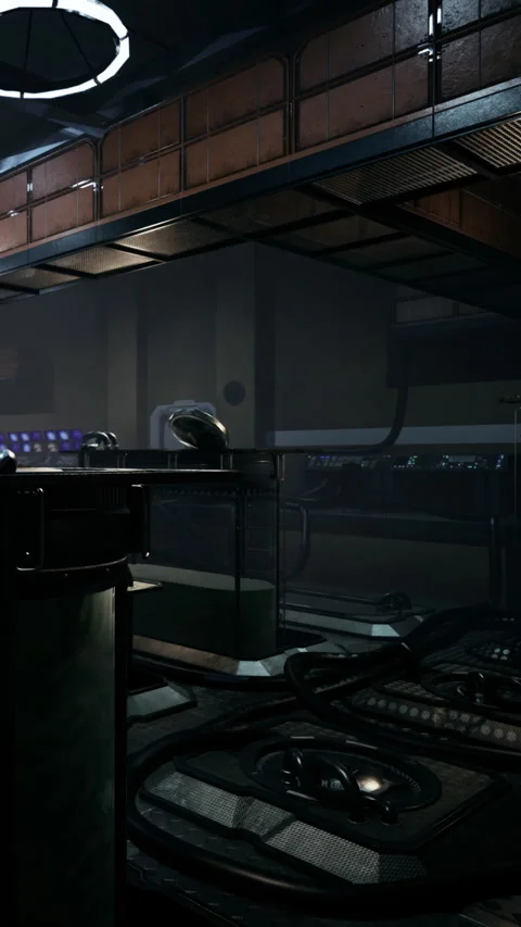 Tech lab in an underground facility with equipment and monitors Stock Footage 334175885
