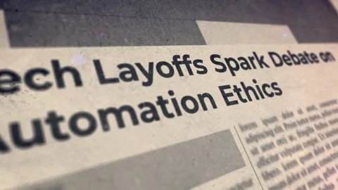 Tech Layoffs Spark Debate on Automation Ethics Stock Footage 343399328