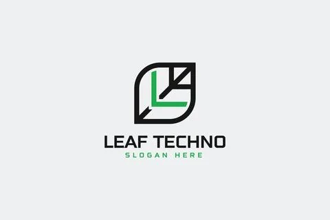 Tech leaf logo, m, l latter logo Stock Illustration