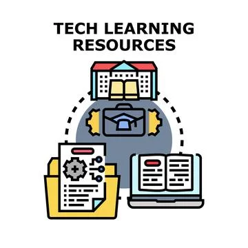 Tech learning resources concept for education and development 库存插图
