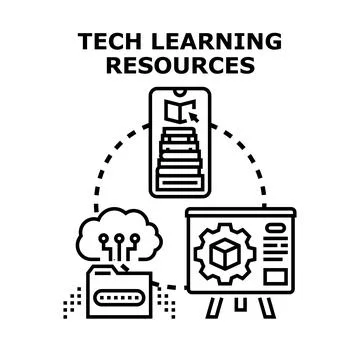 Tech learning resources for online education and development Illustrazione stock