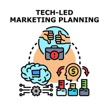 Tech led marketing planning concept vector illustration Stock Illustration