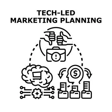 Tech led marketing planning concept vector illustration Stock Illustration