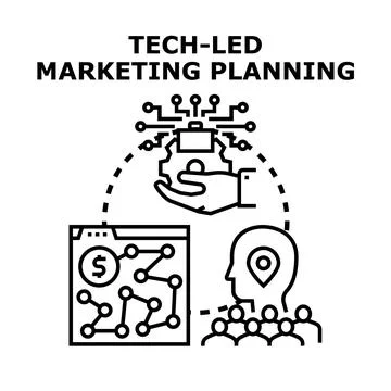Tech led marketing planning strategy management concept Stock Illustration