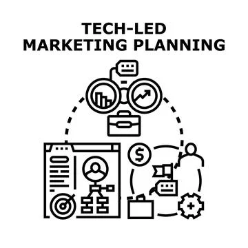 Tech led marketing planning strategy and business development Illustrazione stock