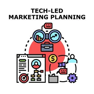 Tech led marketing planning strategy and business development Stock Illustration