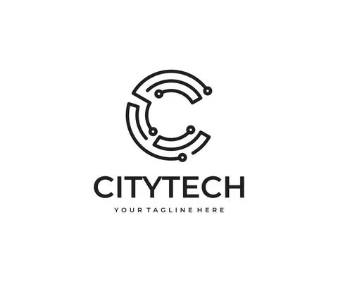 Tech Letter C Logo Design. Information Technology Vector Design 스톡 일러스트