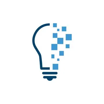Tech lightbulb digital solutions logo designs vector concept Stock Illustration