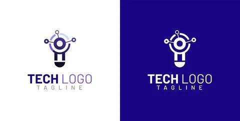 Tech-Logo concept with light and communication Stock Illustration