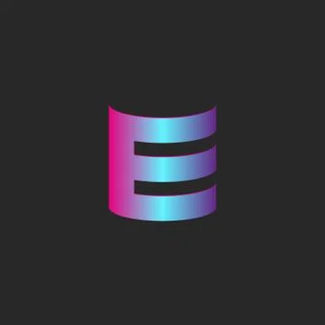 Tech logo E letter trendy cyber gradient color, 3d isometric cylindrical shap Illustrazione stock