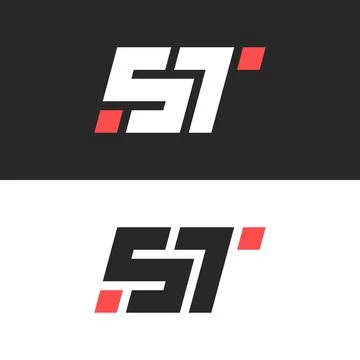 Tech logo, initials TS or ST letters monogram italic font monoline style, com Stock Illustration