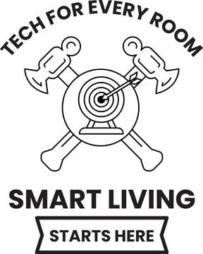 Tech logo shows crossed axes and a target Stock Illustration